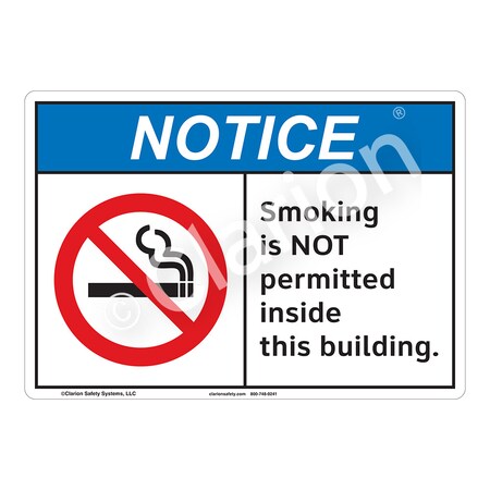 Notice Smoking Sign (F1107-)|Weatherable Polyester 18" X 12" Self Adhesive Back|ANSI Signs|Sign for Manufacturing, Medical, Power Stations, Chemical Plant, Fuel Storage, Public Buildings